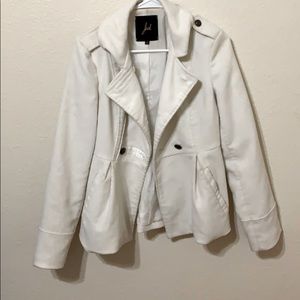 White pea coat hip length jacket!